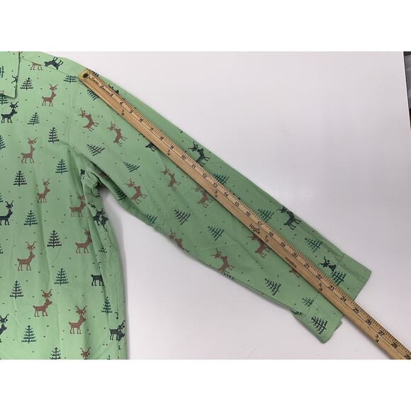 Jogal Mens Shirt Size XL Long Sleeve Button Up Green Holiday Christmas Party - Picture 8 of 11